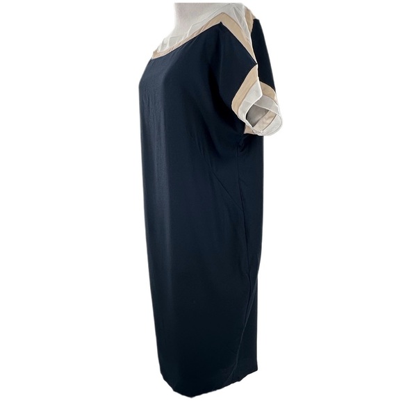 Ann Taylor womens dress size 14 navy blue cream sheath old money career - Picture 4 of 9